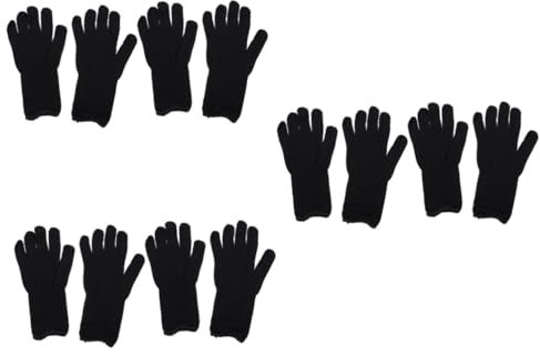POPETPOP 6pairs Heat Resistant Perm Gloves Black Hair Curler Gloves for Heat Protection Long Wrist Design Hair Styling Tools Professional Use