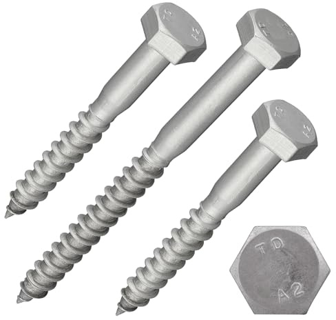 DSM – Sechskant Holzschrauben 8 x 40 mm – Edelstahl A2 – 25 Stück | DIN 571 – Teilgewinde [TrueSpec Präzision] hoch belastbar – Schlüsselschrauben, Holzbauschrauben für Balken, Pfosten uvm.