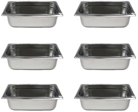 AcMax Lot de 6 récipients gastronorme GN 1/3 Gastronorm en acier inoxydable 4 l Profondeur 100 mm
