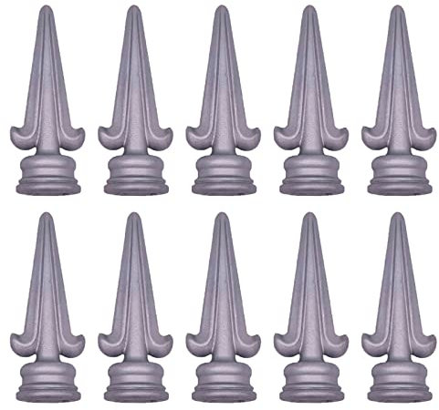 10 pz. Terminali per Recinzione Ornamentali, Recinzione in Lega di Alluminio con Base Circolare Topper Recinzione Testa di Lancia Pratica per Cancello in Ferro Battuto in Giardino 25X25mm