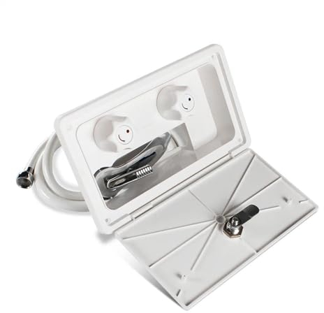 TYZK Außenduschbox mit Schloss, Schlauchdüse 1,5 m, anwendbar für Wohnwagen- und Wohnmobil-Zubehör