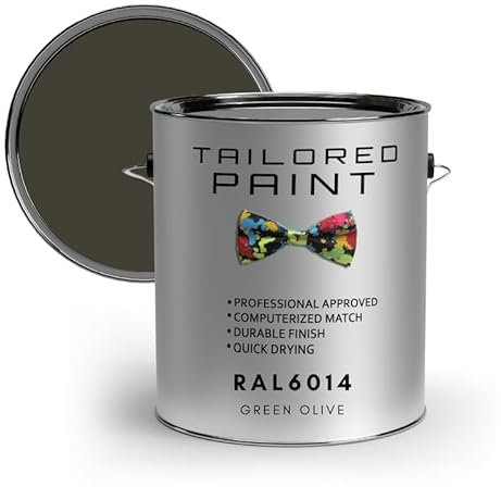 Tailored Paint uPVC Window & Door 1K Paint Brush or Spray On - Matt Finish - RAL6014, Green Olive - 5000ml (5L) Tin