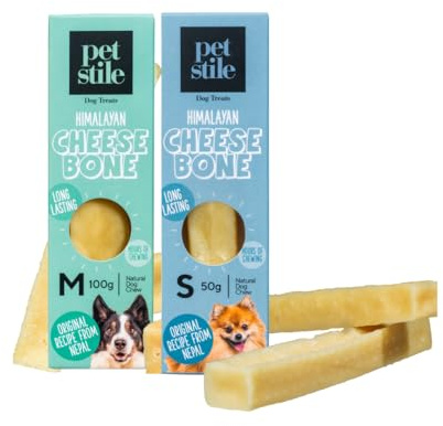 Petstile Himalaya-Käseknochen für Hunde, Natürlicher hartkäse Kausnack aus 100% Bio-Milch, Kaukäse, Kauknochen für Welpen und kleine Hunde, Zahnpflege und Langeweilebekämpfung