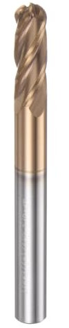 sourcing map Ball Nose End Mill 4 Flute 1/4 Diameter 1/4 Shank Tungsten Carbide TiAlN Coated Spiral CNC Router Bits 3/4 Cutting Length Single End Ball Cutting Tool for Carving Engraving