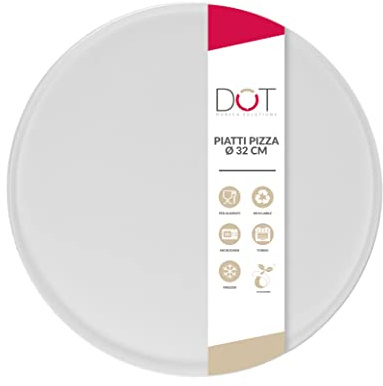 DOT Horeca Solutions 200 Piatti Pizza piani bianchi carta bagassa 32 CM usa e getta monouso polpa di cellulosa compostabili bio bianco asporto catering ristoranti pub party delivery
