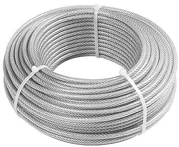 OZXJW Durchmesser 0,5–8 mm, 304# Edelstahl-Drahtseil, weiches Kabel, for Angeln, Wäscheleine, for Heben, rostfreie Leine, 2/5/20/50/100 Meter(10 Meter,Diameter 2mm)
