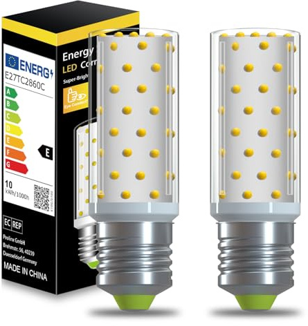 XIMNCHNI E27 LED Lampe 12W 3000K Nicht Dimmbar 100W-130W Halogen Ersatz | 1200LM Mais Glühbirne, Edisongewinde Energiesparlampen, 2er Set