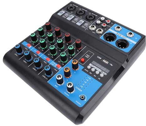 Table de Mixage DJ 5 Canaux, Console de Carte Son en Métal avec Lecture, compatibilité USB pour le Mixage et L'enregistrement, Petite et Légère pour la Production Musicale (Prise
