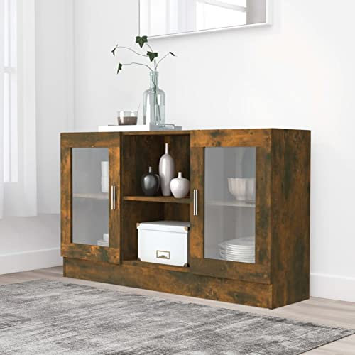 Xichuzi Vitrinenschrank, Glasvitrine, Vitrine, Schrank, Display Case, Sammlervitrine, Glassvitrinenschrank, Schmuckvitrine, Räuchereiche 120x30,5x70 cm Holzwerkstoff