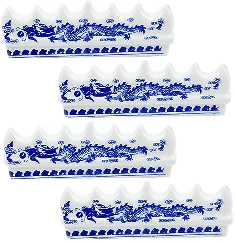 DIYEAH 4pcs Blue and White Porcelain Pen Holder Household Calligraphy Brush Rest Decorative Brush Pen Holders for Study Accessory