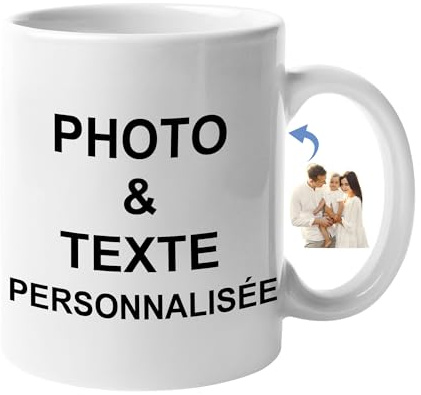 Easycosy Mug personnalisé Photo Texte, Cadeau Noël, Tasse à café Personnalisable Prénom en céramique Cadeau Femme Maman, Mamie Fille Homme Anniversaire Fête des Mères Fabriqué en France