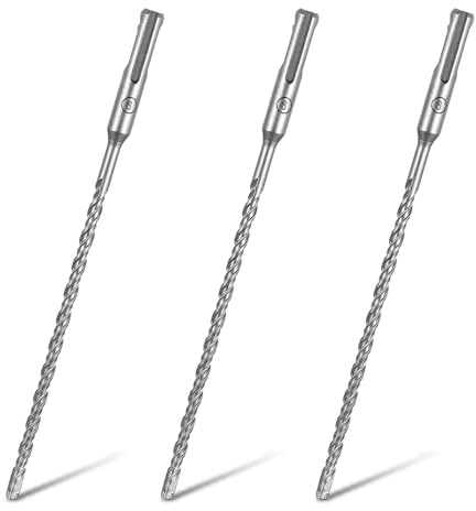 3 PzPunte Trapano Muro, Set di Punte SDS Plus, Punte Trapano Cemento Armato con 4 Taglienti in Metallo Duro per Calcestruzzo, Pietra Naturale (6 x 210 mm)
