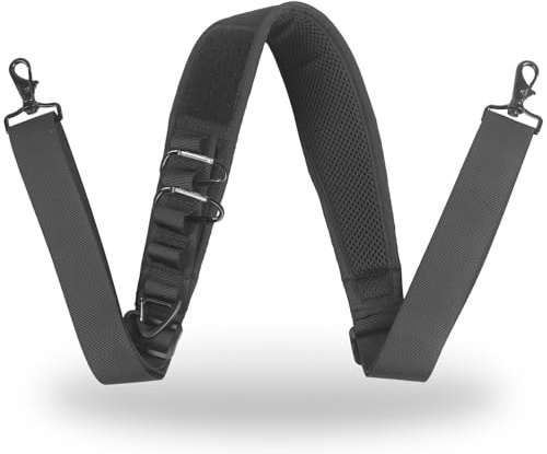 MAGARROW Universeller Ersatz-Schulterriemen für Taschen, gepolsterter Schulterriemen, zweiseitig verstellbare Länge, mit metallischen Drehhakern für Laptoptaschen (Schwarz)