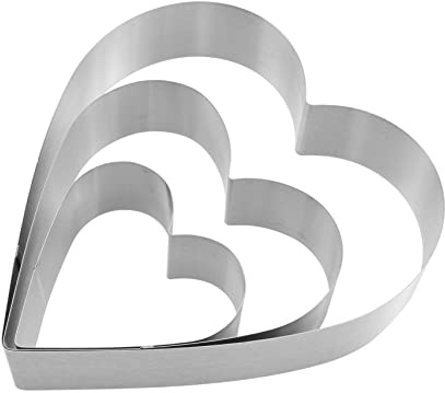 UKCOCO 3 pièces Moule à Gâteau Inoxydable Forme de Cœur pour Pâtisserie DIY pour Gâteaux Desserts et Décorations de Saint Valentin