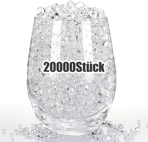 Lot de 20 000 perles d'eau transparentes de 7 à 10 mm - Perles d'eau décoratives pour fleurs et plantes - Perles d'eau transparentes - Perles d'eau en gel pour fabrication de bougies, de mariage