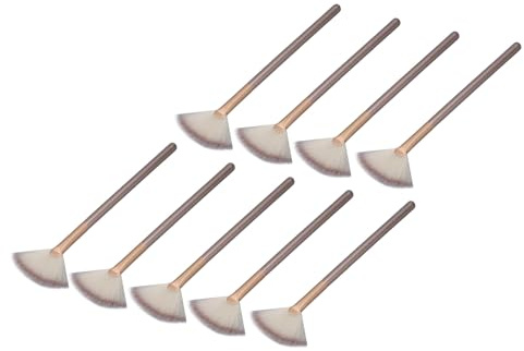 Taidda Ensemble de 9 Pinceaux de Maquillage en éventail Doux pour le Visage, Applicateur de Visage à Balayage Léger pour la Famille, Couleur Champagne