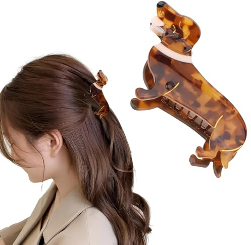 PHYNDR 1 Stück Dackel Haarklammer - Dackel Geschenke - Niedliche Tier Haarspangen aus Acetat für Mädchen