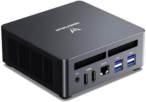 MINIS FORUM UM790 Pro Mini PC AMD Ryzen 9 7940HS Jusqu’à 5,2 GHz, 32 Go DDR5, SSD PCIe 4.0 1 to, Radeon 780M, Wi-FI 6E, BT 5.3, LAN 2,5G, USB4, HDMI 2.1