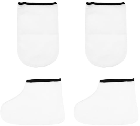 VILLCASE Guanti Esfolianti e Copri-piedi Idratanti in Cera di Paraffina Riutilizzabili per Pediluvio e Spa, Guanti la Conservazione del Calore e Trattamento Cheroterapia Mani e Piedi