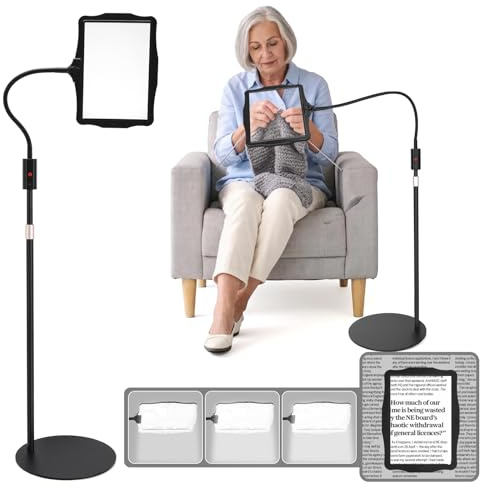 Lampada con lente di ingrandimento 15X con luce e supporto,lampada 4-in1 lampada da tavolo con lente di ingrandimento e luce con 48LED luminosità regolabile,collo d'oca flessibile lente ingrandimento