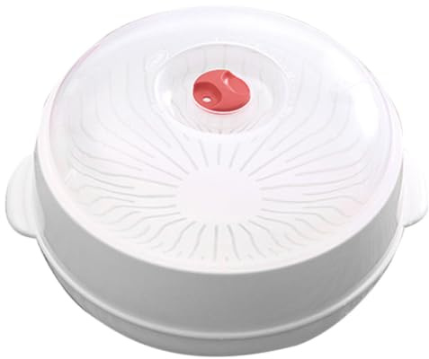 Outanaya Vaporiera da Microonde in Plastico Bianco Manico, Professionale per Cucina, per Cuocere Riso e Pesce al Vapore Mantenendo la Nutrizione