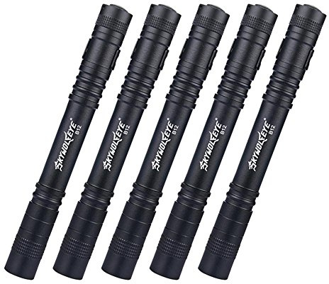 Led Pen Torches 5 Pcs,Bright Pocket EDC Torch Small Flashlight with Clip | Small Torch for Camping, Outdoor, Emergency,Inspection, Waterproof & 3 Light Modes,Pocket Clip,Battery Power