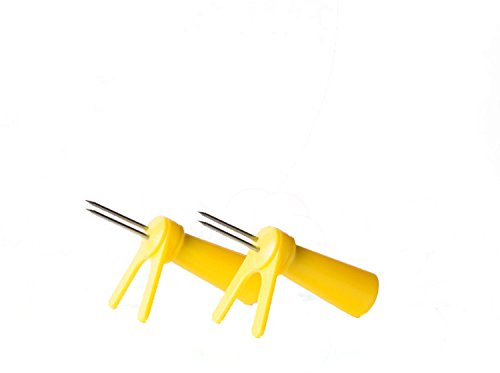 Chef'n 102-743-017 Cobstoppers Corn Cob Holders, Plastic Stainless Steel, Lemon