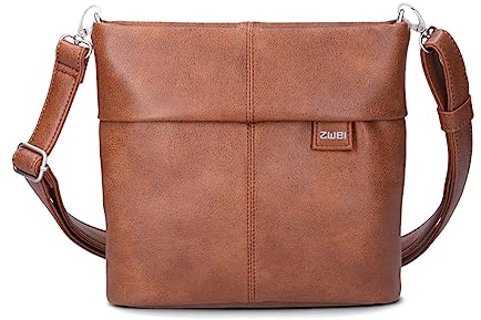 Zwei Damen Handtasche Mademoiselle.M M8 Crossbody Bag 3 L Umhängetasche aus Kunstleder mit Geheimfach & Hauptfach mit Reißverschluss, inkl. kurzem & langen abnehmbaren Schultergurt (cognac)