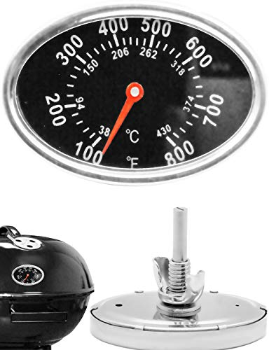 HOMETOOLS.EU® Thermomètre analogique pour barbecue, rôtissoire, fumoir 7,5 cm, 38-430 °C