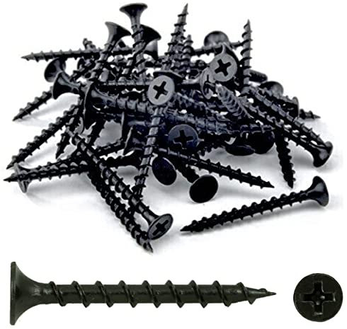 TERF® Drywall Screws 3.5 X 50mm Coarse Thread Sharp Point Phillips Drive Flat Countersunk Black Phosphate Finished For Drywall Plasterboard Wood Timber Multi Purpose Use - Pack of 100