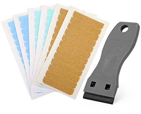 EHDIS 72 unidades de cinta adhesiva para extensiones de pelo, cintas adhesivas de repuesto, para extensiones de cinta, con mini rascador de plástico