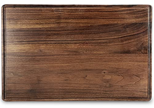 MAGIGO Planche à découper rectangulaire en bois de noyer de 43,2 x 28,9 cm pour la cuisine, planche à découper en bois avec rainures pour jus de fruits