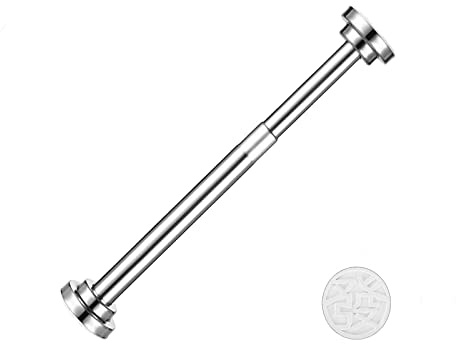 Edelstahl-Gardinenstange mit Federspannung, 30 cm bis 50 cm, verstellbar, klein, kurz, erweiterbar, federbelastet, für Kleiderschränke, Fensterschränke, Schränke (ohne Bohren, keine Schrauben)