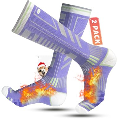 Rahhint Skisocken aus Merinowolle Thermosocken Wintersocken Warme Dicke Kniestrümpfe Kompressions Snowboardsocken, Kniehohe,für Herren und Damen, Größe 35-51，2 Paar