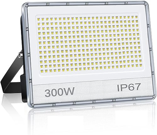 ANNIFUNLY Focos LED Exterior 300W, IP67 Impermeable Foco Proyector LED | Proyector LED 6500K Blanco Frío, Foco Reflector LED IP67 Impermeable Focos LED para Garaje Jardín Patio Parque