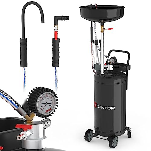 GENTOR Ölauffangbehälter 80L mit 5X Absaugsonden – Auffangwanne für Ölwechsel bei Auto, Motorrad & Kfz – Mobile Ölauffangwanne für Werkstatt & Garage