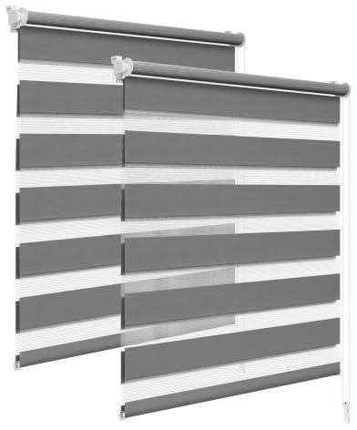 WOLTU Doppelrollo Klemmfix 2er Set, Rollos für Fenster ohne Bohren | Lichtdurchlässig & Verdunkelnd, Duo Klemmrollo für Fenster und Tür, 120x150 cm [Stoffbreite: 117 cm], Gris Oscuro