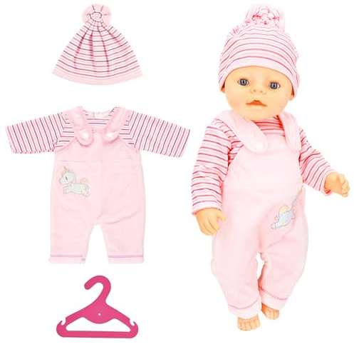 Puppenkleidung 36-45 cm Kleidung Outfits für Baby Puppen Kleidung Baby Kleidung Puppenzubehör mit Hut Langarm Hose Geschenk für Kinder Puppen Klamotten Einhorn