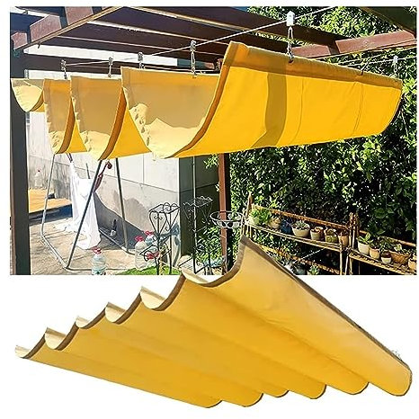 Voiles D'ombrage Extérieur Rétractables, Remplacement Kits D'auvent De Pergola - Couverture D'auvent En Fil Coulissant À Vagues PU Imperméable Pour Terrasse, Porche, Patio, Toit ( Couleur : Jaune , Ta