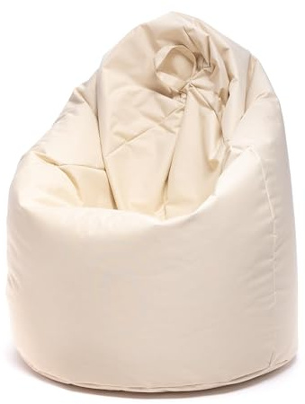 Ecopuf Sako sittsäck päron utomhus - relaxfåtölj för barn - vattentätt tyg - sovrumstillbehör - XL 85 x 135 cm, kräm Nc18