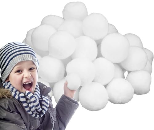 POPOYU 40Pcs Artificial Fake Snowballs 5cm,Christmas Fake Plush Snowball Baubles,Christmas Decorations Realistic Artificial Snowballs for Xmas Tree Crafts,Indoor Outdoor Adults Fight Game