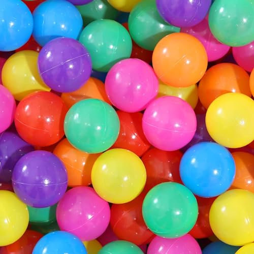 PlayMaty Play Ball Pit Balls - 2.16inches Phthalate&BPA Free Plastic Ocean Colour Balls for Playhouse Play Tent Playpen Pool Party Decoration Pack of 100 (Colorful)