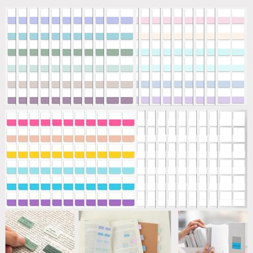 lankai 480 Stück Kleberegisterkarten, Seitenmarker Papier, Page Marker Tabs Transparent Beschriften, Page Marker Set, Tab Marker, Selbstklebend Tabs Haftnotizen, Für Studie, Büronutzung(19 Farbe)
