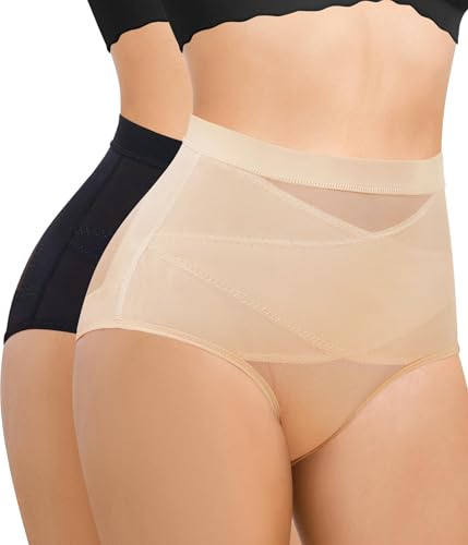 Gotoly Pack de 2 Braga Faja Reductora Mujer Invisible Adelgazante Braguitas Moldeadoras Abdomen Cintura Fajas Shapewear Control de Barriga sin Costuras