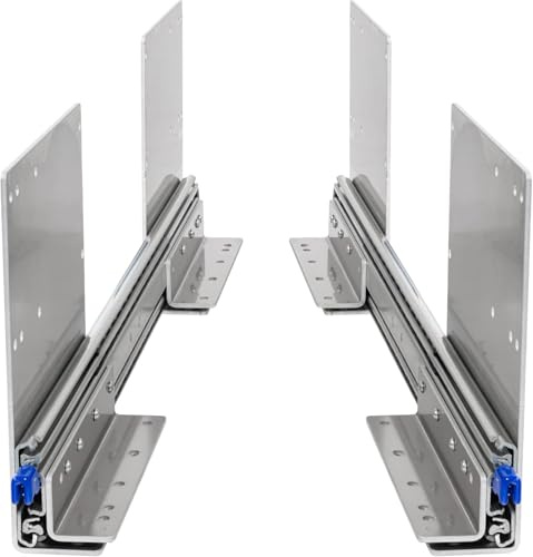 BRASOM Auszugsschienen - Schubladenschienen 1400mm, 250kg, 56 inch, mit hohe Bodenmontage und Schubladenhalterungen, Heavy Duty, Lock in/aus Schubladen Schienensystem, Kugellager, links und rechts
