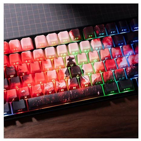 XVX Swordsman Double Shot PBT Keycaps, Side Printed Shine Through Red Keycap Set, Cherry Profile Dye Sublimation Keycaps Suitable for Cherry Gateron MX Switches Mechanical Keyboard - Only Keycaps