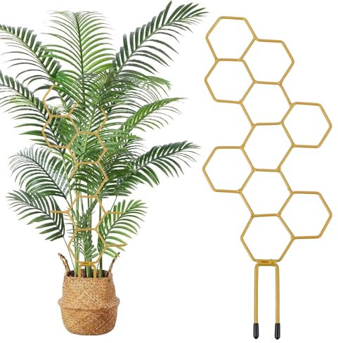 Grevosea 14 Inch Metal Trellis for Climbing Plants - Honeycomb Plant Support for Potted Flowers, Stems, Vines and Pothos
