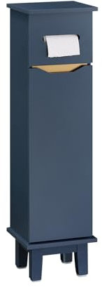 SoBuy Meuble WC Rangement 20 cm Petit Meuble Toilette Colonne Salle de Bain avec Porte Cachée Organisateur Résistant à l’Humidité pour Papier Toilette 22 x 81 x 20 cm BZR192-B