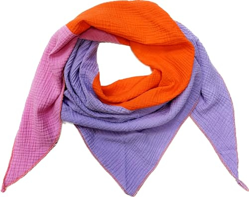 Jeamis Neon Dreieck Strickschal Frühling Schal 100% Baumwolle Made in Italy Fashion Tuch Dreieckschal Stola Herbst Frühling Tuch Regenbogen (M10)