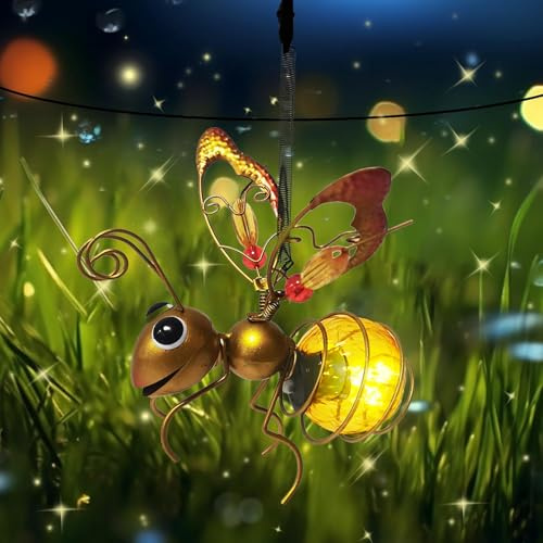 CHENBOOW Bienen Deko Solarleuchte,Bienen Lichterketten,Solarlampen für Außen Garten,Hängende Lampen Solar Biene Tiere Lichter,Solar Hängende Biene Deko für Außen,für Garten,Hof,Balkon